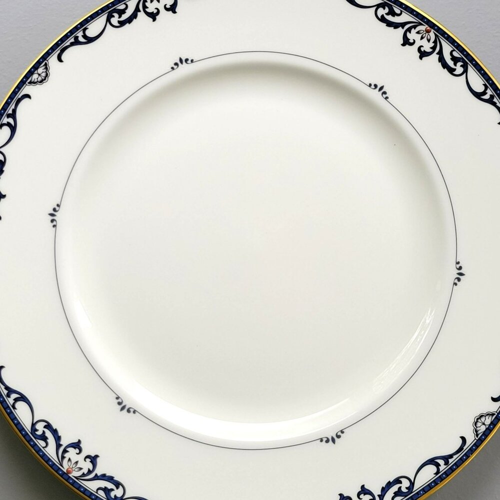 Lenox Royal Scroll Dinner Plate White with Elegant Blue Scroll, Red Dots, USA - Picture 2 of 10